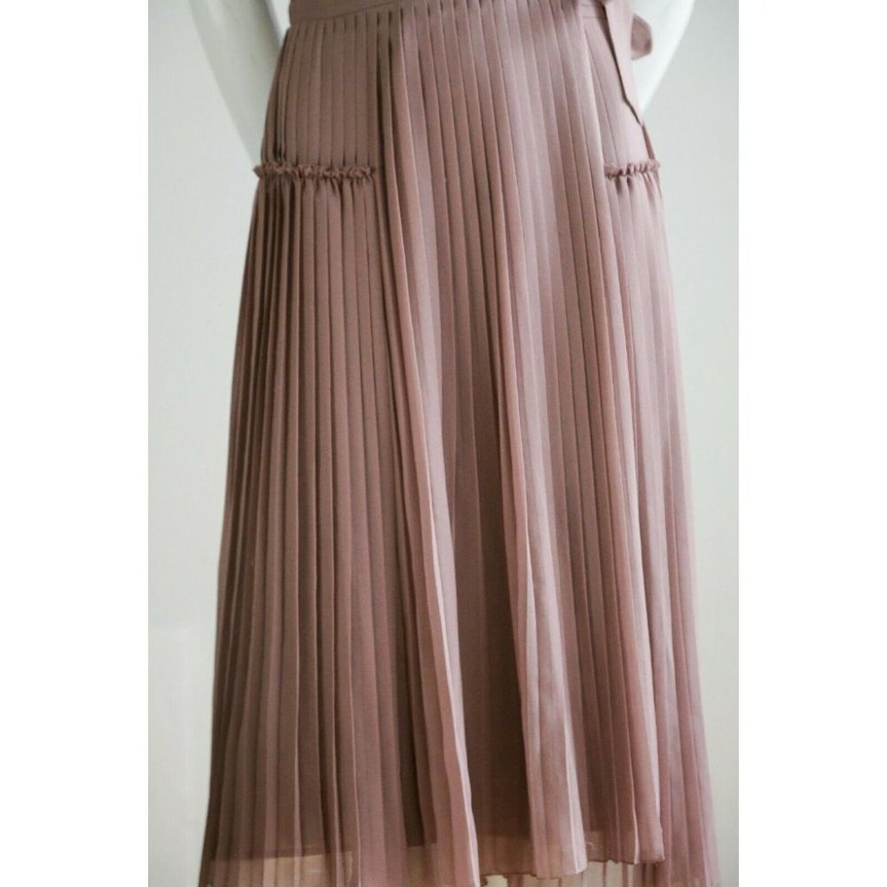 Burberry Mauve Pleated Midi Wrap Dress - Picture 5 of 12